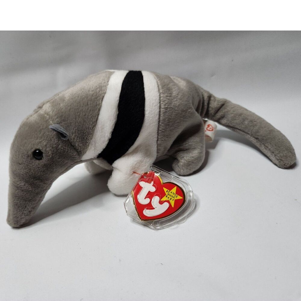 Ty Beanie Baby Ants – 1998 – Gray Anteater Plush with Hang Tag
